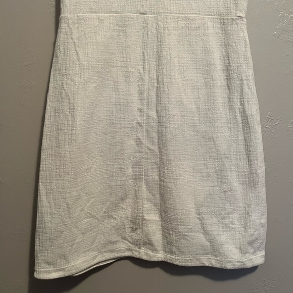 Madewell Crosshatch Side Tie Sleeveless Faux Wrap Dress Bright Ivory - Picture 14 of 15